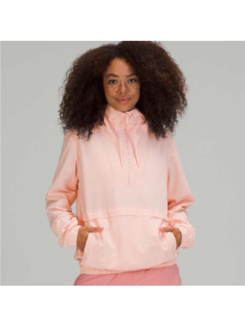 Lululemon Pack Light Pullover Windbreaker Light Pink Packable Quarter Zip W4BNZS